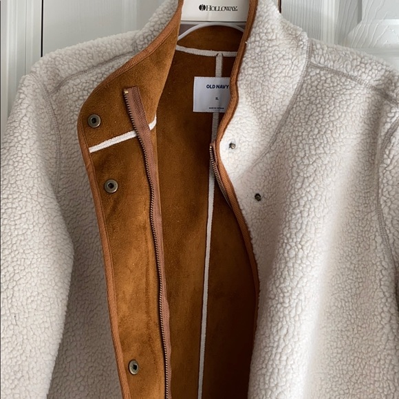 Old Navy Sherpa Jacket Brown with Chorded Trim - Picture 6 of 6